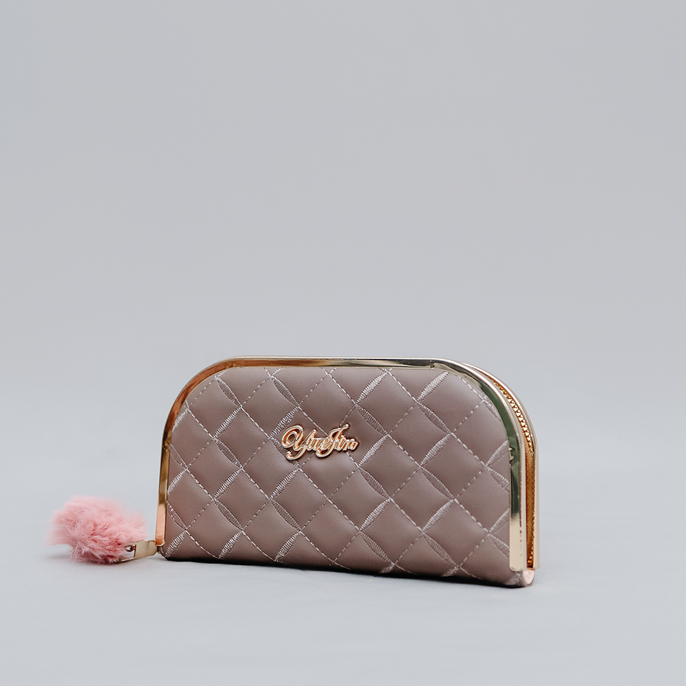 Beautiful Brown Woven Wallet with Heart Charm