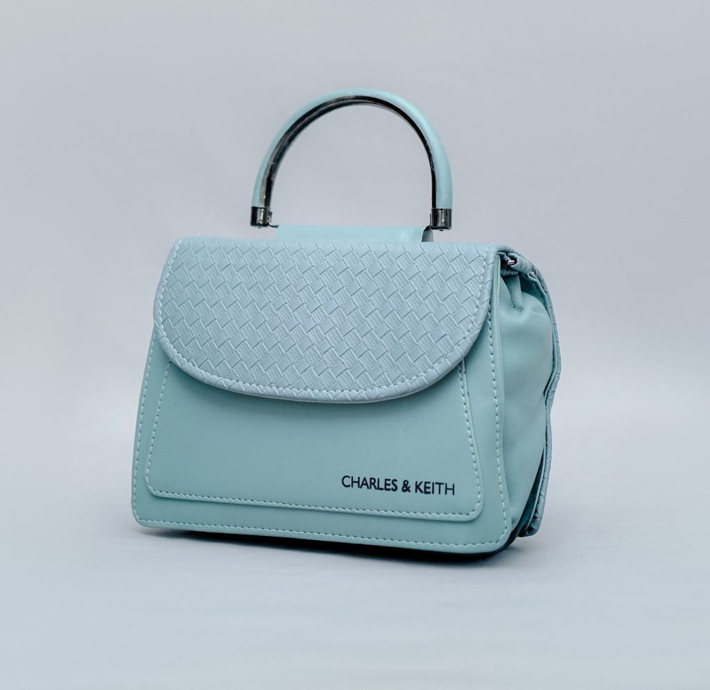 Charles & Keith Sky Blue Textured Handbag